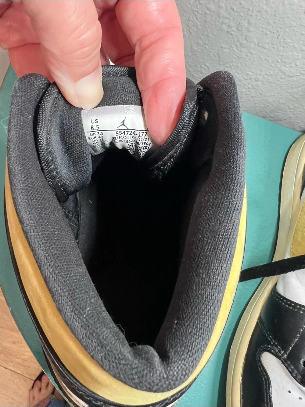 Black White and Yellow High-Top Air Jordans Sneakers